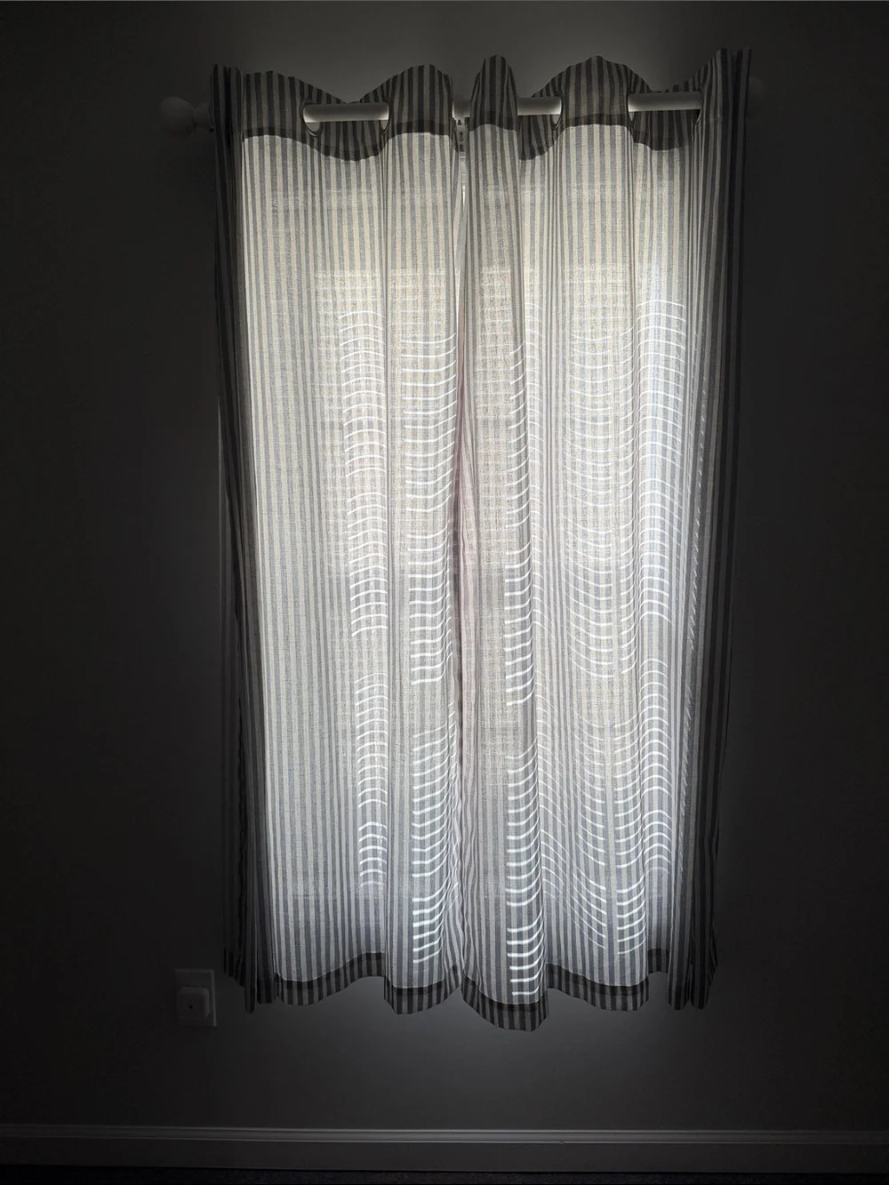 Striped Window Curtain Panels - White and blue
